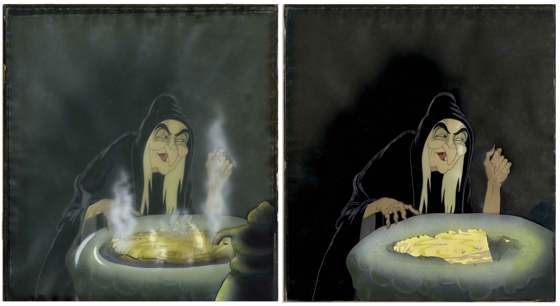 Original ''Snow White and the Seven Dwarfs'' Disney Cel -- Featuring the Evil Queen Mixing Potions in Her Cauldron